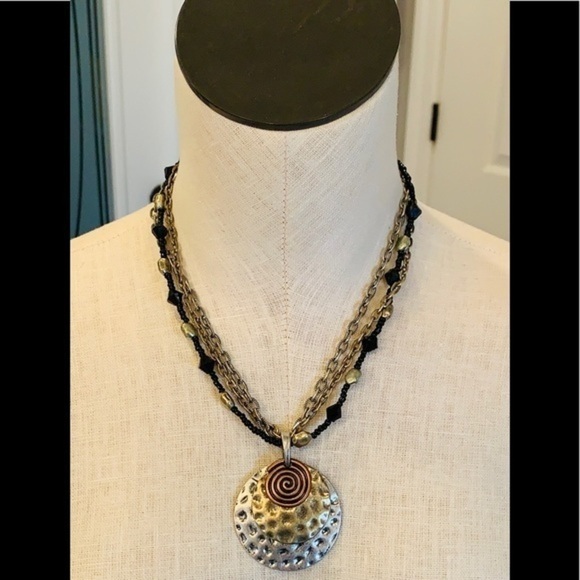 Laura Ashley large hammered medallion pendant - Picture 3 of 8